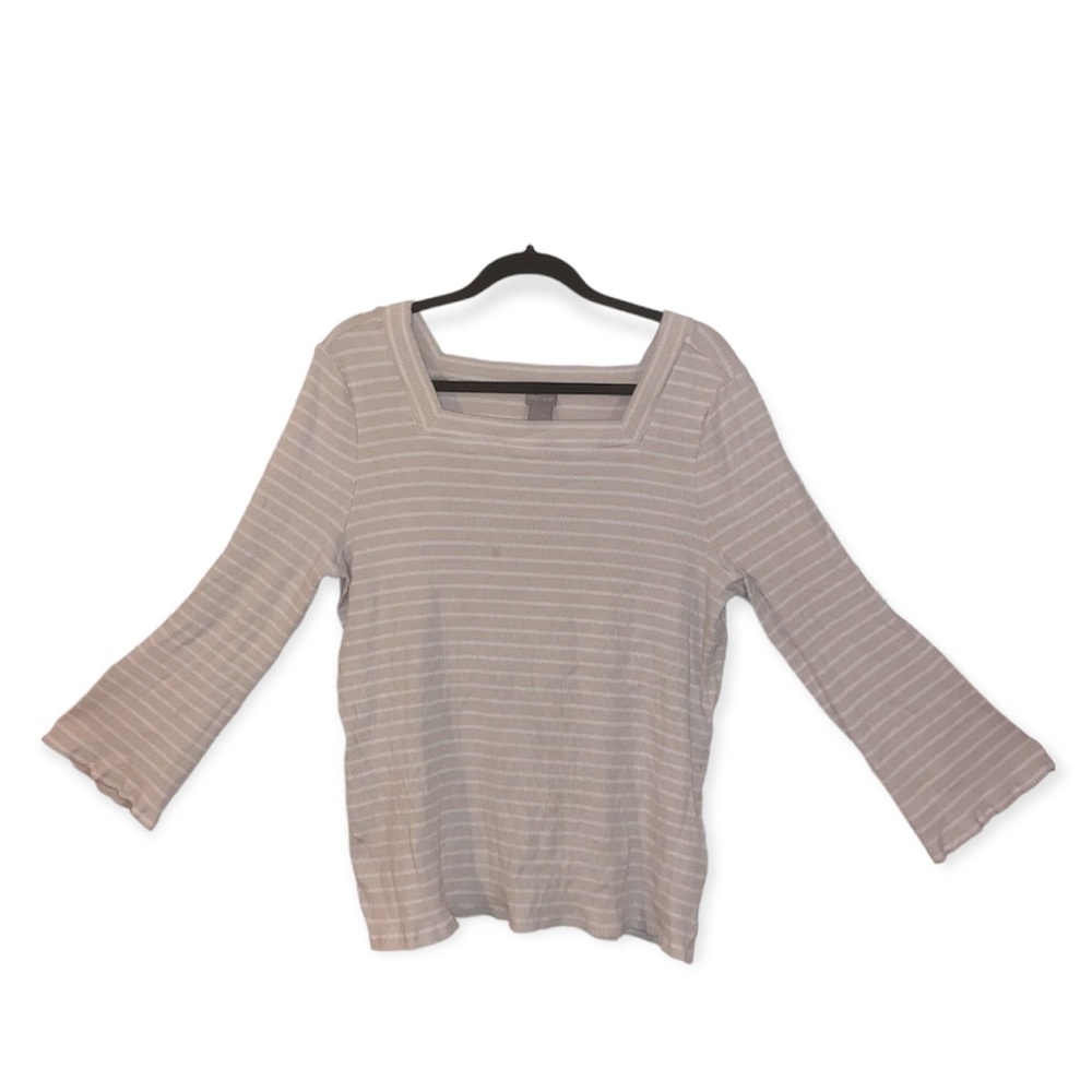 Chico's Light Beige Striped Top
